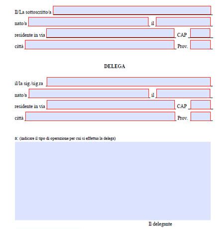 Modulo delega generica: fac simile editabile WORD